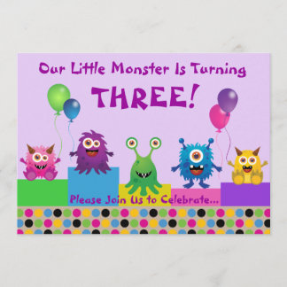 Monster (Purple) Birthday Invitation