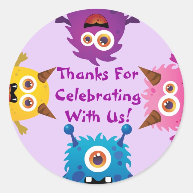 Monster (Purple)Invitation/Thank You/Favour Sticke Classic Round Sticker (Front)