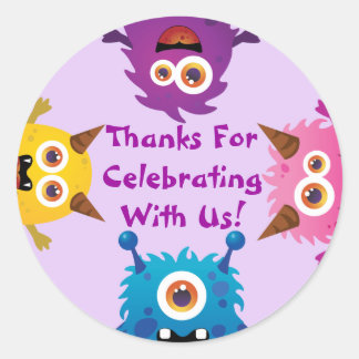 Monster (Purple)Invitation/Thank You/Favour Sticke Classic Round Sticker