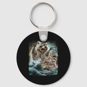 Monster Racoon As Kraken Attack A War Ship At Hig Key Ring