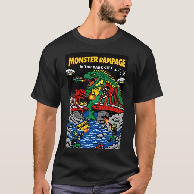 Monster Rampage in Dark City T-Shirt (Front)