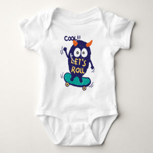 Monster skateboard baby bodysuit