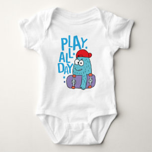 Monster skateboard baby bodysuit