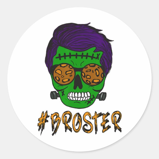 Monster Skull Broster Brother Halloween Matching F Classic Round Sticker (Front)