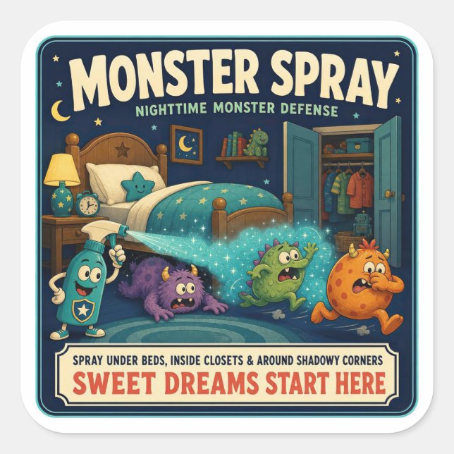 Monster Spray Bottle Square Sticker (Front)