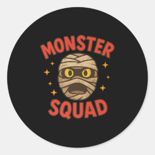Monster Squad Mummy Face Simple Easy Halloween Cos Classic Round Sticker