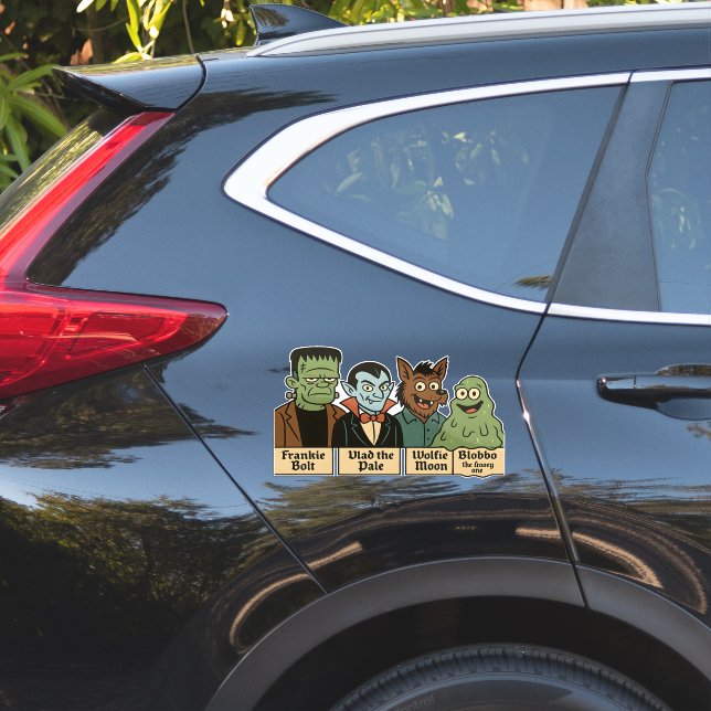 Monster Squad Portrait | Cute Halloween Art (Car Side)