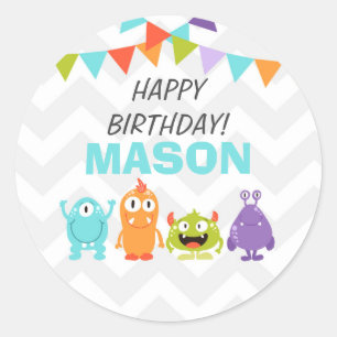 Monster Sticker Cupcake Topper Envelope Seal