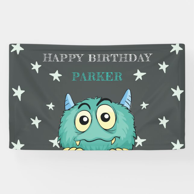 Monster Theme Birthday Banner (Horizontal)
