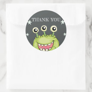 Monster Theme Birthday Party Thank you Classic Round Sticker
