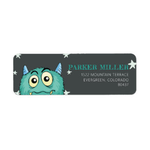 Monster Theme Birthday Return Address Label