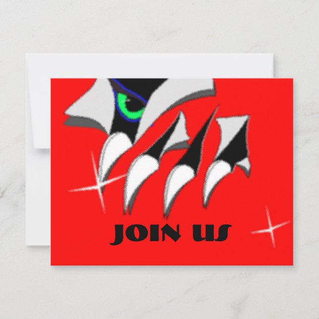 MONSTER THEME CLAWS & EYE PARTY INVITATIONS INVITE (Front)