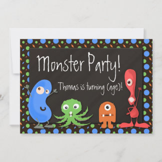 Monster Theme II Birthday Party Invitations