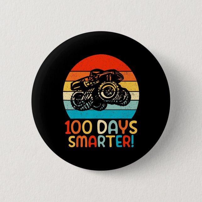 Monster Truck 100 Days Of School Kindergarten Smar 6 Cm Round Badge (Front)