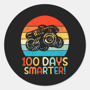 Monster Truck 100 Days Of School Kindergarten Smar Classic Round Sticker