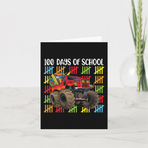 Monster Truck 100th Day Of School Boys Kids Card
