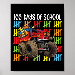 Monster Truck 100th Day Of School Boys Kids Poster