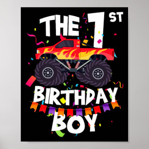 Monster Truck 1st Birthday Boy Funny 1 Years Old B Poster