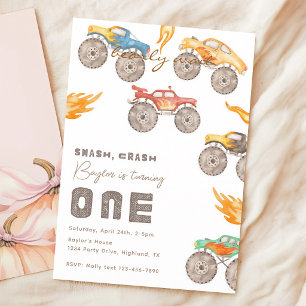 Monster Truck 1st Birthday Invitation