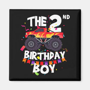 Monster Truck 2nd Birthday Boy Funny 2 Years Old B Magnet