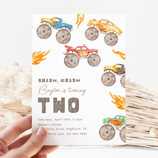 Monster Truck 2nd Birthday Invitation | Trucks (Creator Uploaded)