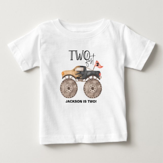 Monster truck 2nd birthday Two FAST kids Baby T-Shirt (Front)