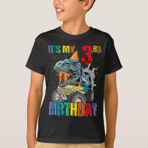 Monster Truck 3 Year Old Tee 3rd Birthday Boy Mons