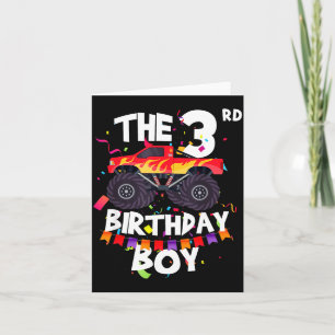 Monster Truck 3rd Birthday Boy Funny 3 Years Old B Card
