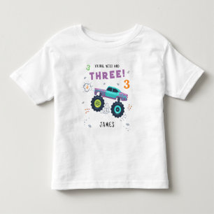 Monster Truck 3rd Birthday Custom Name Toddler T-Shirt