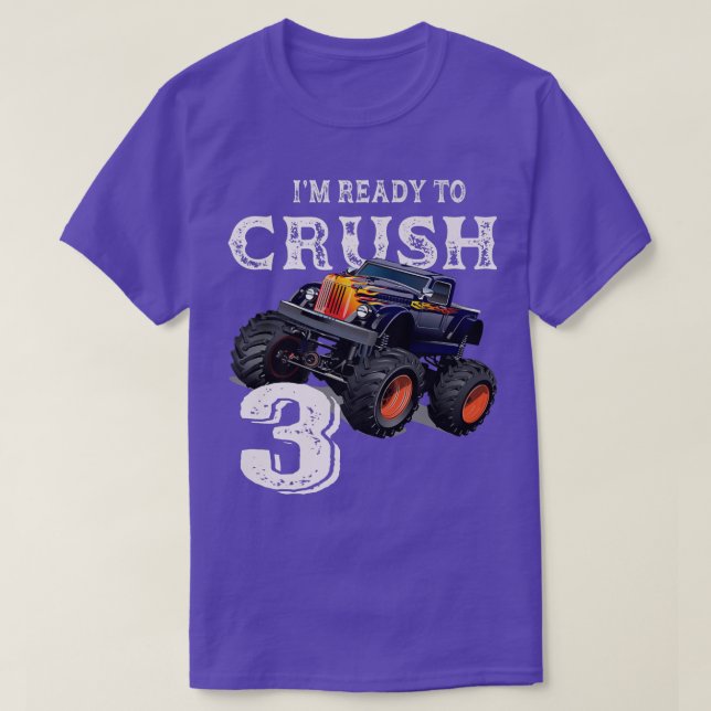 Monster Truck 3rd Birthday Gift Boys I'm Ready to  T-Shirt (Design Front)