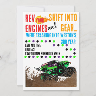 Monster truck 3rd birthday invitation