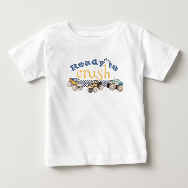 Monster Truck 4th Birthday Shirt Personalized  (Front)