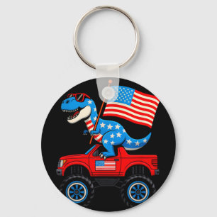 Monster truck 4th of july american flag patriotic key ring