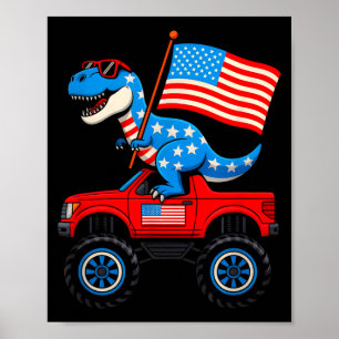 Monster truck 4th of july american flag patriotic poster