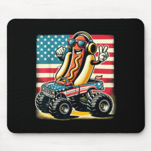 Monster Truck 4th Of July Hotdog Peace Sign Mouse Pad