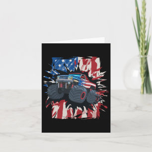 Monster Truck 4th Of July Shirt Boys American Flag Card