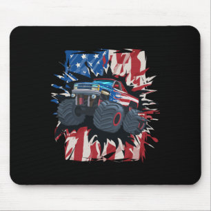 Monster Truck 4th Of July Shirt Boys American Flag Mouse Pad