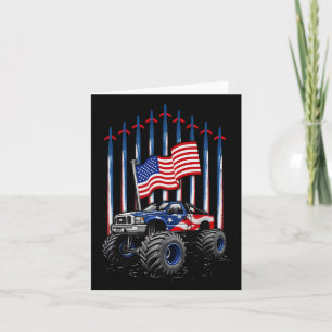 Monster Truck 4th Of July Us America Flag Patrioti Card