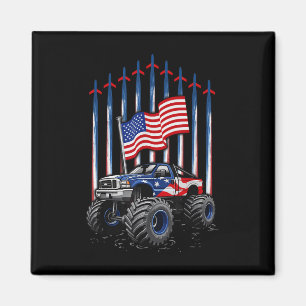 Monster Truck 4th Of July Us America Flag Patrioti Magnet