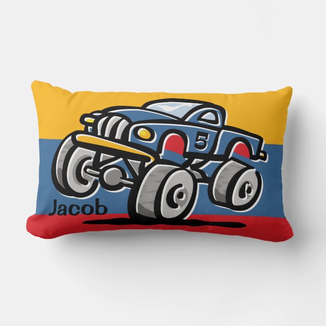 Monster Truck 5th Birthday Lumbar Cushion (Front)