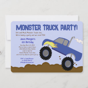 MONSTER TRUCK 5x7 Birthday Invitations