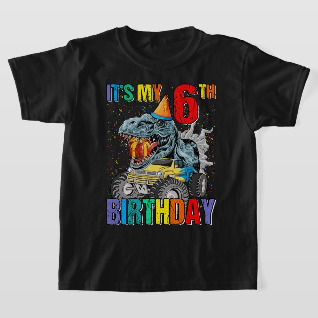 Monster Truck 6 Year Old Tee 6th Birthday Boy Mons (Laydown)
