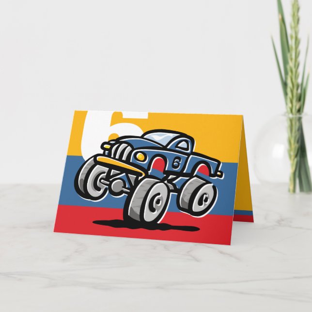 Monster Truck 6th Birthday Card (Front)