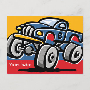 Monster Truck 6th Birthday Postcard Invitations