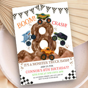 Monster Truck 8th Birthday Invitation