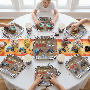 Monster Truck 8th Birthday Shifting Into Eighth Paper Plate
