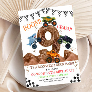 Monster Truck 9th Birthday Party Invitation
