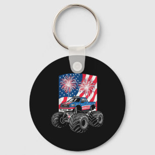 Monster Truck American Flag, Fourth July, Independ Key Ring