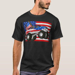  Monster Truck American Flag Patriotic 4th of July T-Shirt