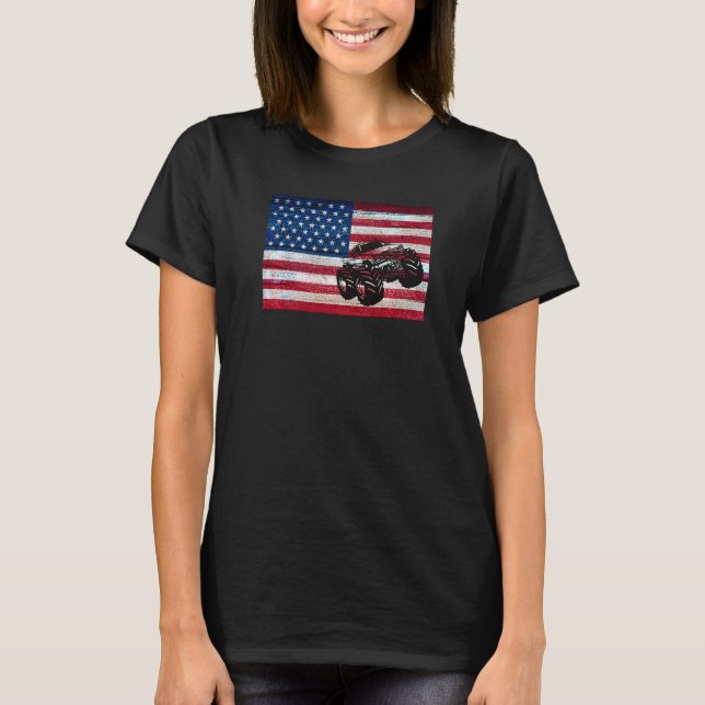Monster Truck American Flag Racing Usa Patriotic T-Shirt (Front)